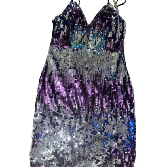 Fashion Nova Black and Purple Sequin Dress - Picture 4 of 5